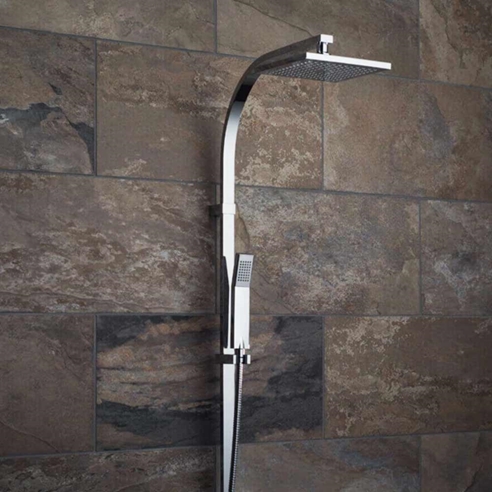 Vado Single Function Rigid Riser Kit with Fixed Shower Head and Shower Handset