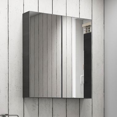 Vellamo Aspire 2 Door Black Ash Mirror Cabinet - 600 x 715mm