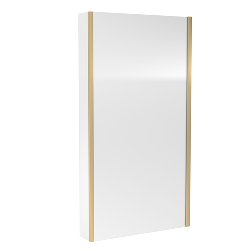 Drench Brushed Brass L-Shaped Bath Screen With Fixed Return - 1435 x 800mm