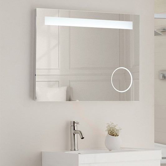 Vellamo LED Illuminated Magnifying Mirror with Demister Pad & Shaver Socket - 800 x 600mm
