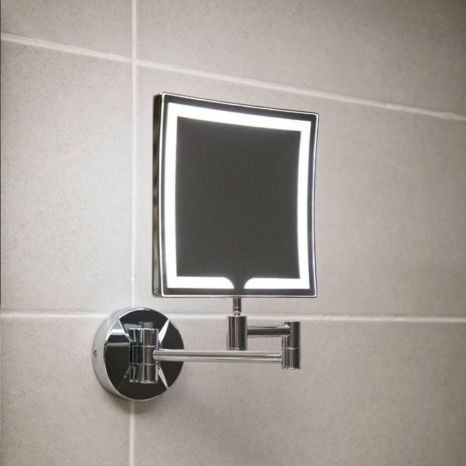 Vellamo LED Illuminated Square Magnifying Wall Mirror