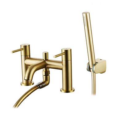 Vellamo Twist Brushed Brass Bath Shower Mixer & Shower Kit