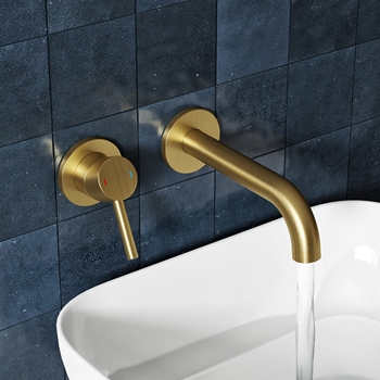 Harbour Clarity Brushed Brass Wall Mounted Basin Mixer