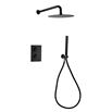 Vellamo Twist Matt Black Shower Package with 2 Outlet Valve, Fixed Head & Arm and Wall Shower Kit