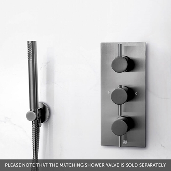 VOS Round Water Outlet & Holder with Metal Hose & Slim Hand Shower - Brushed Black