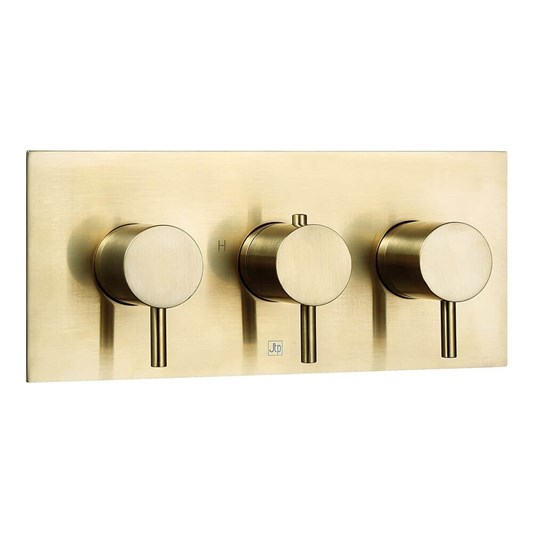 VOS 2 Outlet Concealed Thermostatic Shower Valve - Brushed Brass (3 Handles)