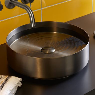 VOS Round Stainless Steel Countertop Basin - Brushed Black