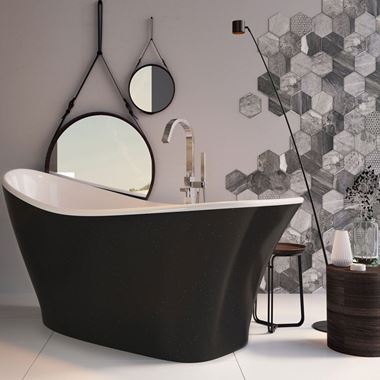 Xana Freestanding Black Acrylic Bath - 1750 X 750mm